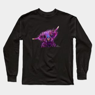 HiGHLaND CoW PRiNT SCoTTiSH ' BLueBeRRY ' BY SHiRLeY MacARTHuR Long Sleeve T-Shirt